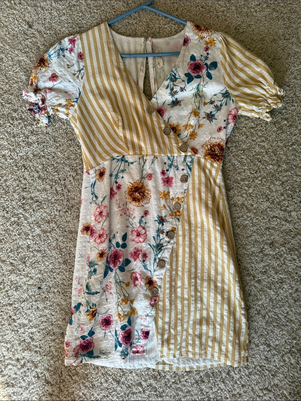 entro floral and mustard striped dress